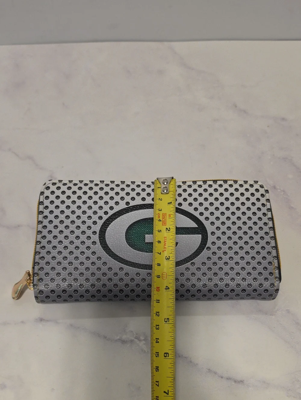 Green Bay Packers Logo Zip Wallet - Silver and Green Never Used
